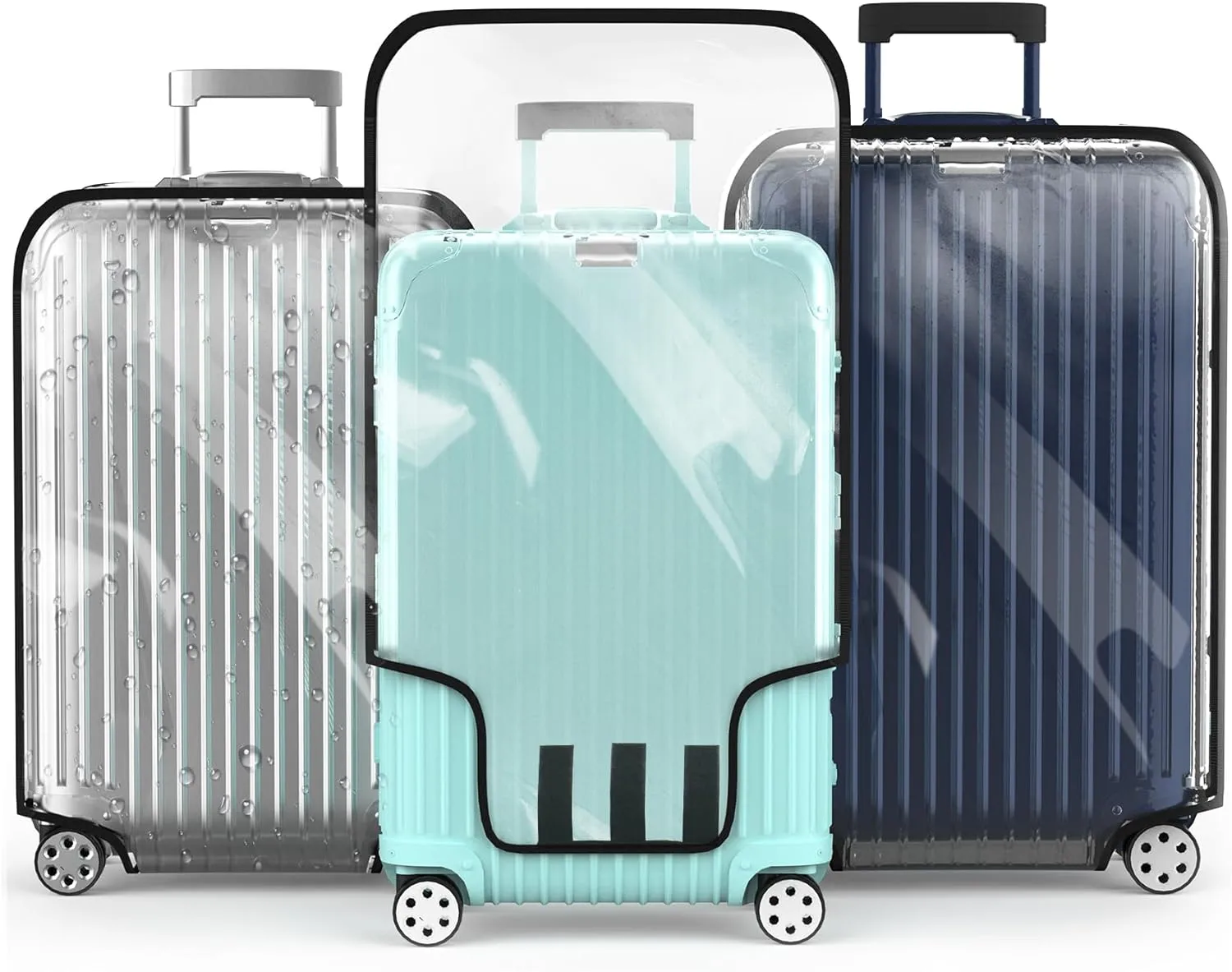 Suitcase Covers For Luggage, 28 Inch Clear PVC Luggage Covers Protector Full Thicken Transparent Waterproof Suitcase Sleeve With Large Velcro for 20"-30" Wheeled Suitcases