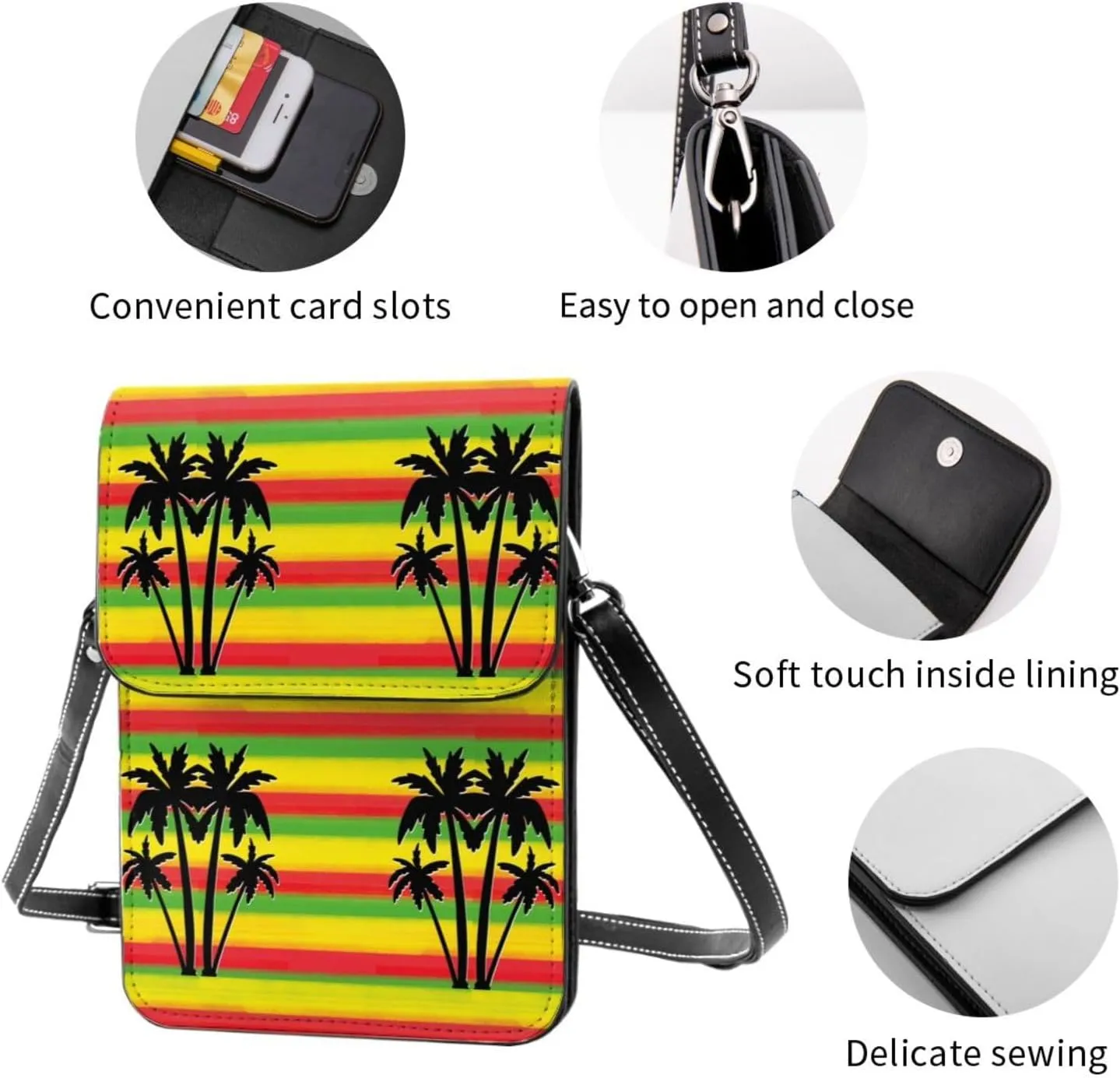 Sunflower Leather Crossbody Cell Phone Purse Small Wallet Bags Adjustable Phone Bag for Women
