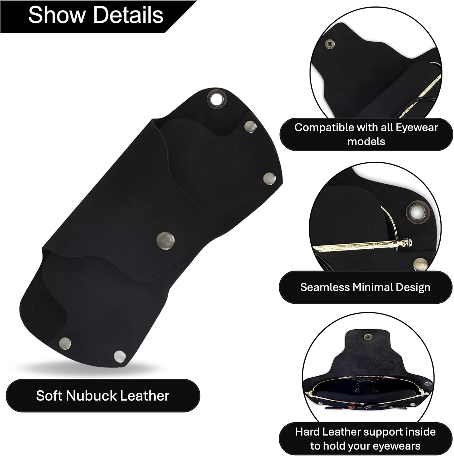 Sunglasses Cases Leather Eyeglass Pouch with Lanyard Portable Soft Eye Glass Case Sunglass Storage Box