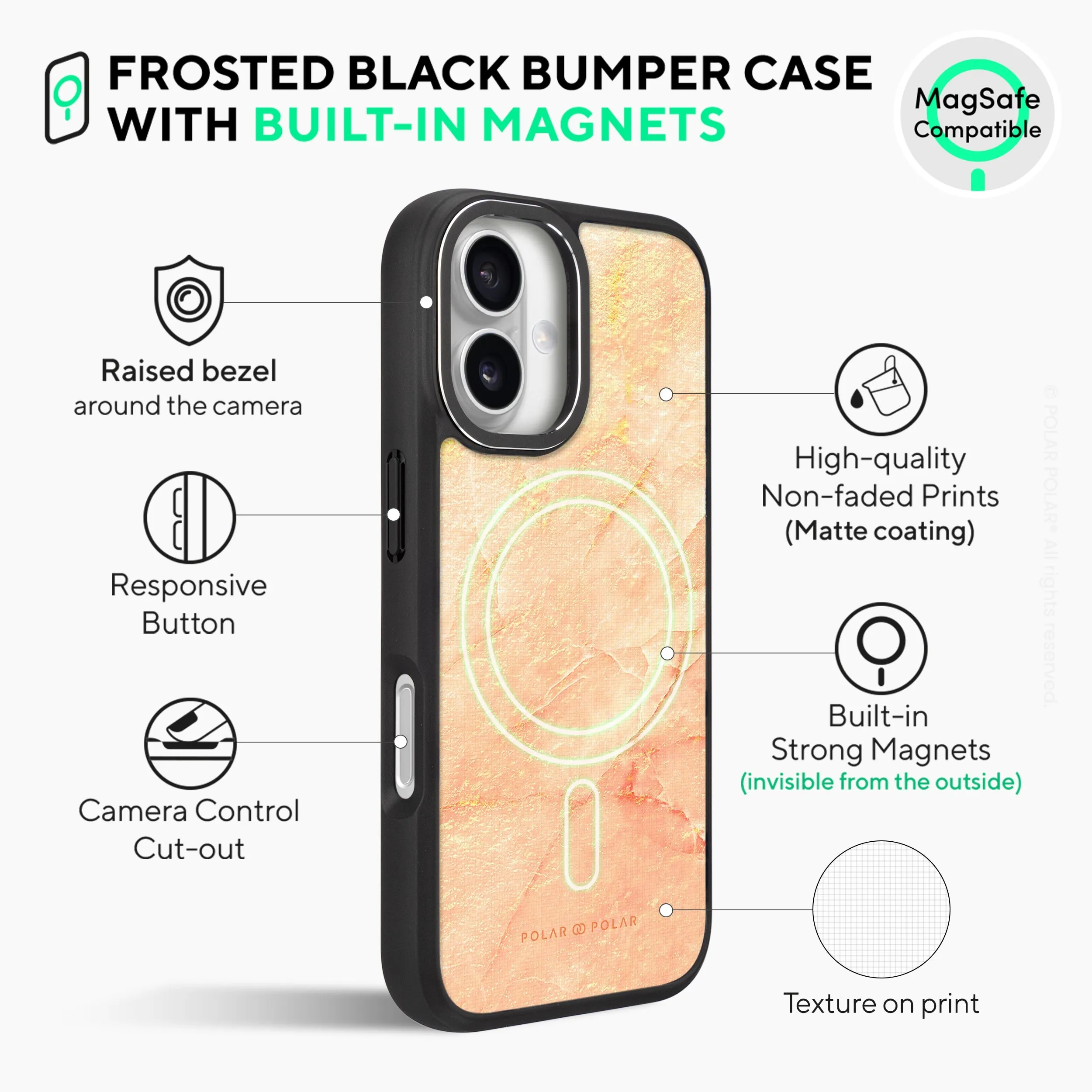 Sunset - iPhone 16 Plus Frosted Black Bumper MagSafe Case