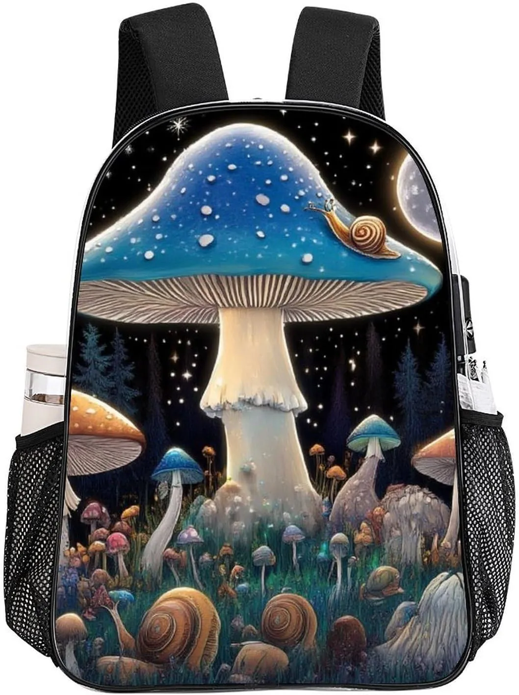 Supdreamc Adults Lightweight Trippy Magical Mushroom Art Rucksacks Large Capacity Bookbag Transparent Bag for Trekking Outdoors Bicycle