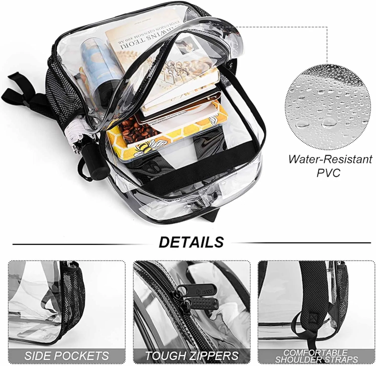 Supdreamc Adults Lightweight Trippy Magical Mushroom Art Rucksacks Large Capacity Bookbag Transparent Bag for Trekking Outdoors Bicycle