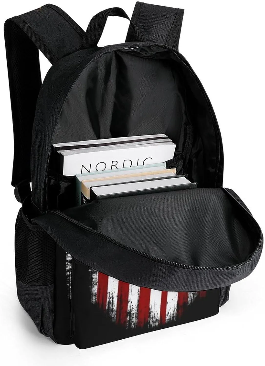 Supdreamc Adults Lightweight Usa American Flag Rucksacks Large Capacity Bookbag With Adjustable Shoulder Straps for Trekking Outdoors Bicycle