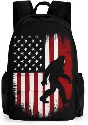 Supdreamc Adults Lightweight Usa American Flag Rucksacks Large Capacity Bookbag With Adjustable Shoulder Straps for Trekking Outdoors Bicycle