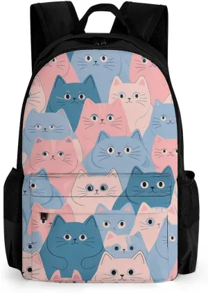 Supdreamc Lightweight Rucksacks for Camping Picnic Walking Cycling - Large Capacity Multipurpose Anti-Theft Carry On Bag, Cartoon Crazy Cat Art Travel Hiking & Camping Rucksack
