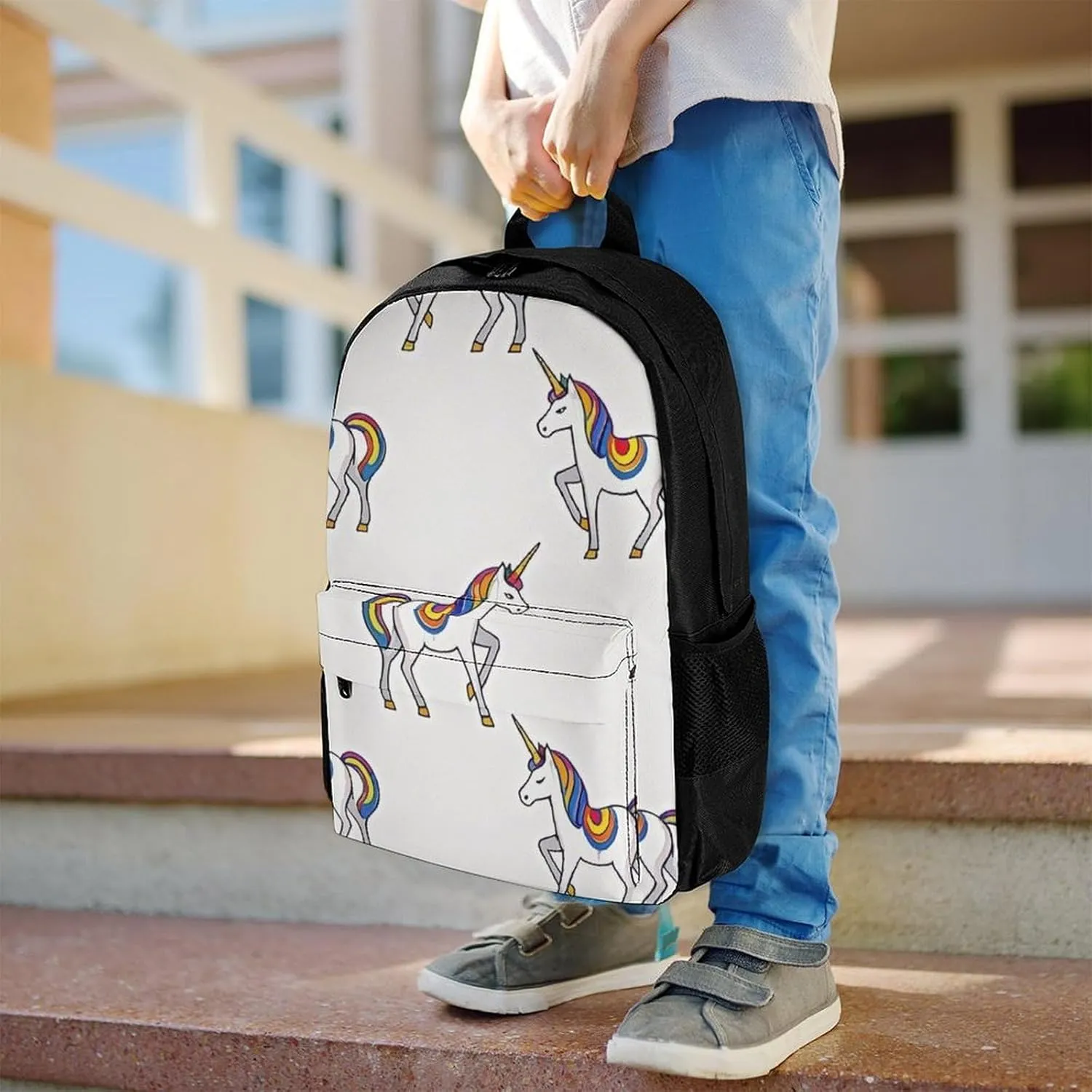 Supdreamc Lightweight Rucksacks for Camping Picnic Walking Cycling - Large Capacity Multipurpose Anti-Theft Carry On Bag, Neon Unicorn Art Travel Hiking & Camping Rucksack