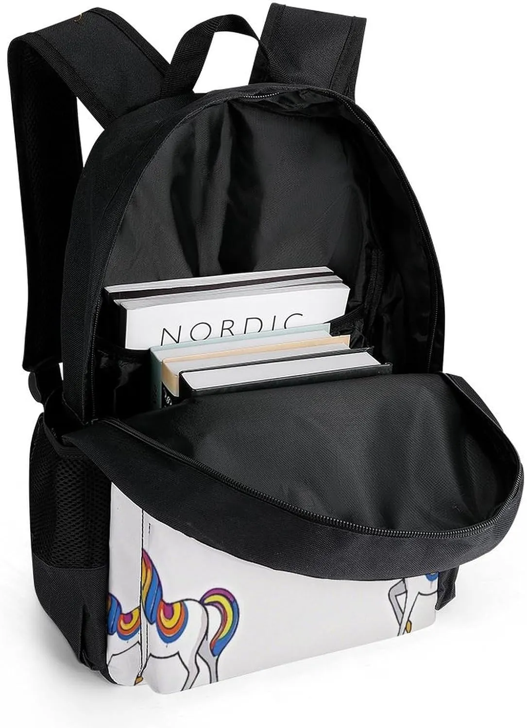 Supdreamc Lightweight Rucksacks for Camping Picnic Walking Cycling - Large Capacity Multipurpose Anti-Theft Carry On Bag, Neon Unicorn Art Travel Hiking & Camping Rucksack