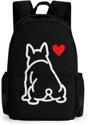 Supdreamc Men Women Polyester Funny French Bulldog Puppy Dog Daypack Bookbag Big Capacity Shoulder Bag With Padded Straps for Climbing Travel Walking Cycling