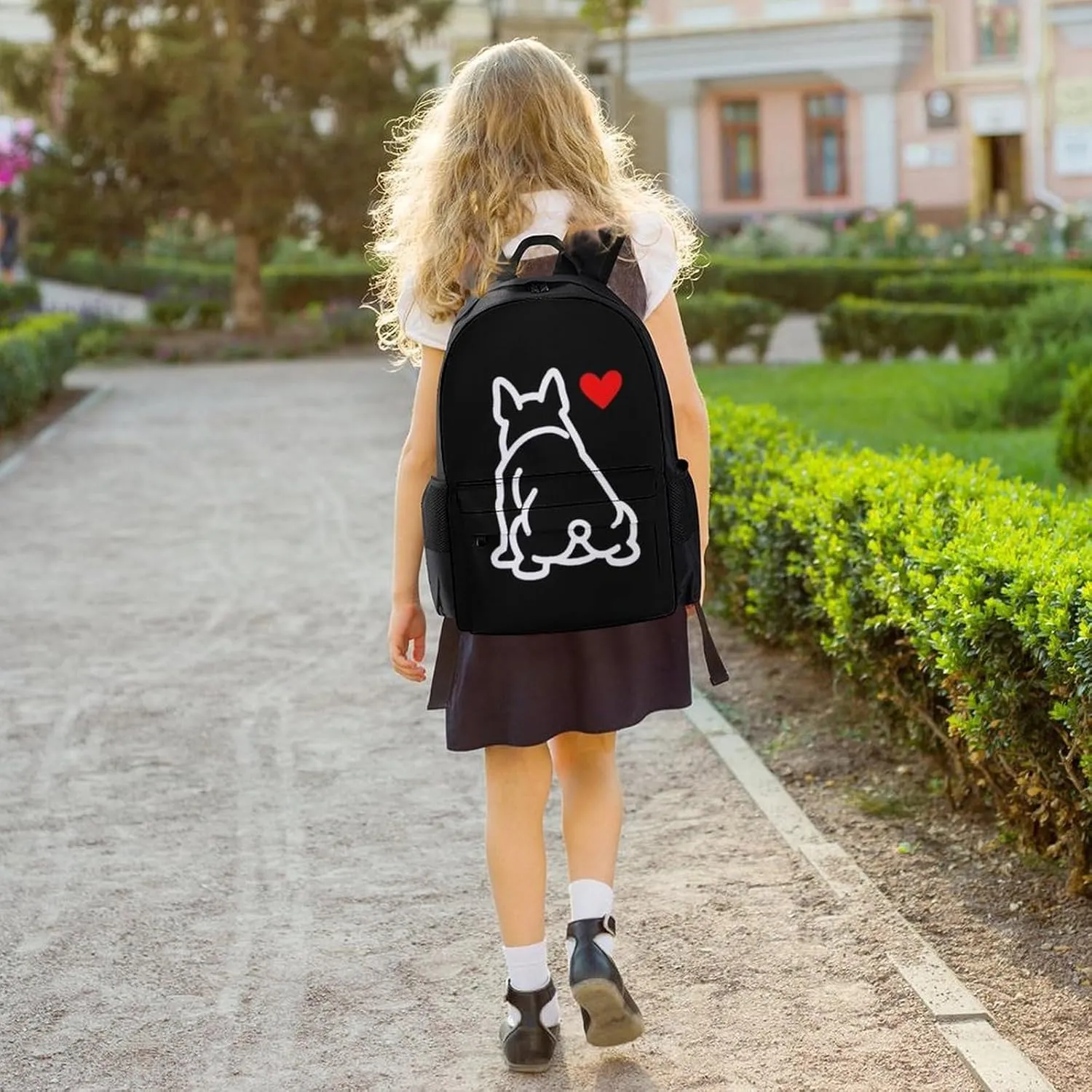 Supdreamc Men Women Polyester Funny French Bulldog Puppy Dog Daypack Bookbag Big Capacity Shoulder Bag With Padded Straps for Climbing Travel Walking Cycling