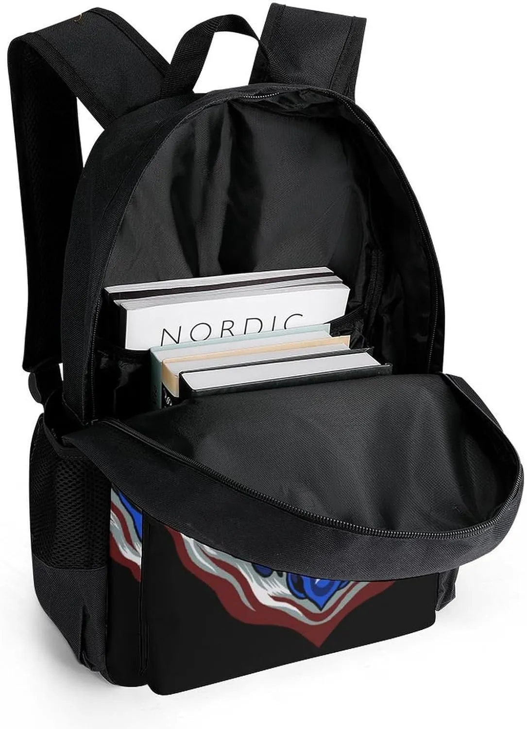 Supdreamc Polyester Daypack for Camping Travel Walking Cycling - Big Capacity Anti-Theft Multipurpose Bookbag, American Flag Usa Cool Bald Eagle Pattern Camping Outdoor Backpack