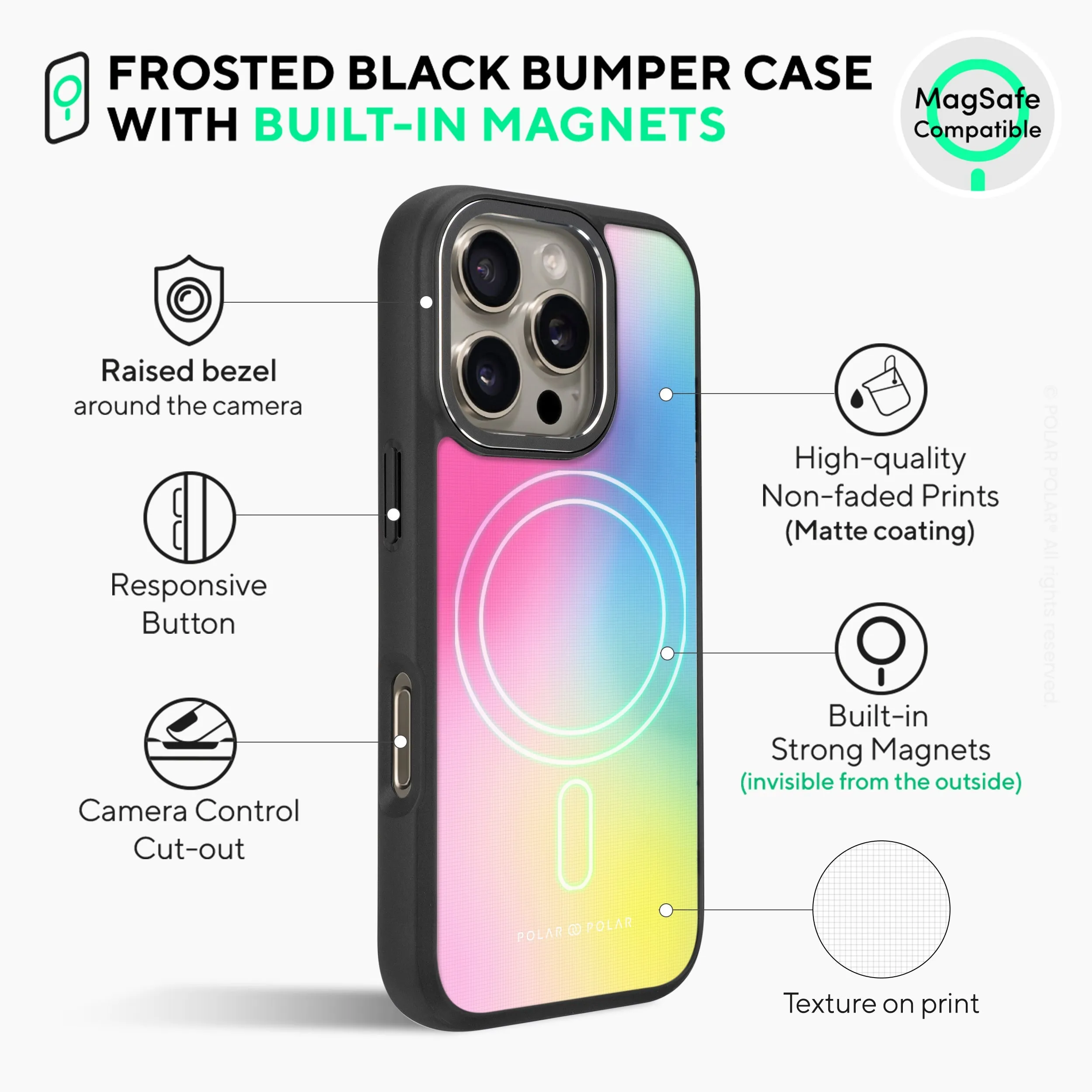 Sweet Dream Holo - iPhone 16 Pro Max Frosted Black Bumper MagSafe Case