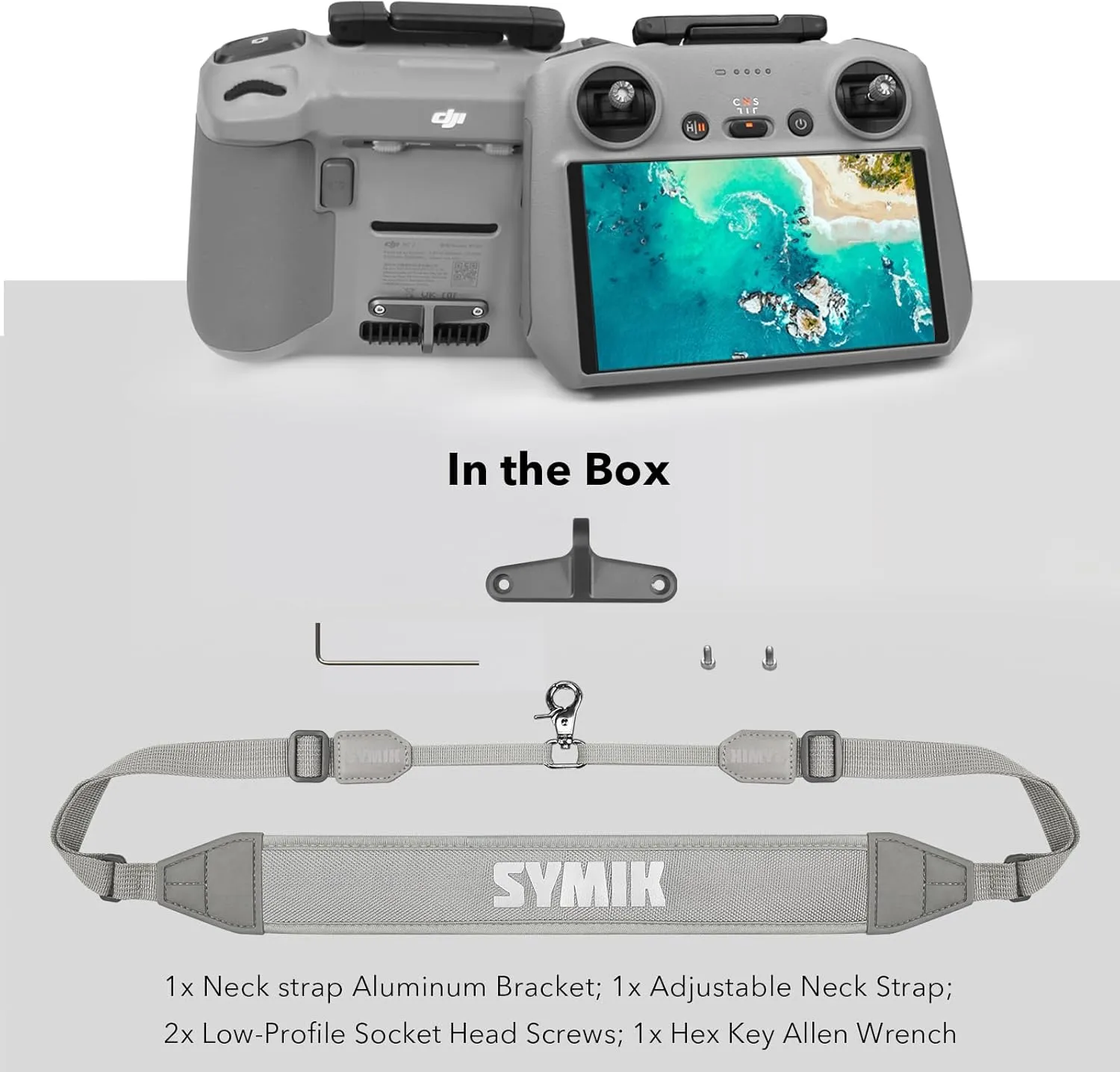 SYMIK RC 2 Lanyard, Neck Strap Aluminum Bracket Combo Compatible with DJI Neo/DJI Flip/Air 3S / DJI Mini 4 Pro with RC 2, Adjustable Neck Strap Comfortable EVA Padding RC2 Controller Accessories