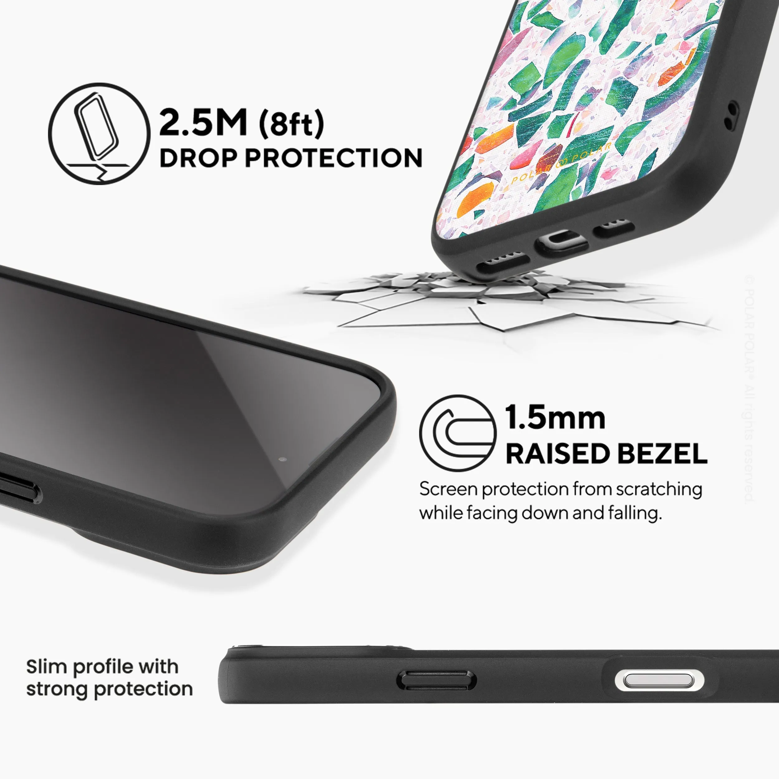 Terrazzo Lake Blue - iPhone 16 Pro Max Frosted Black Bumper MagSafe Case