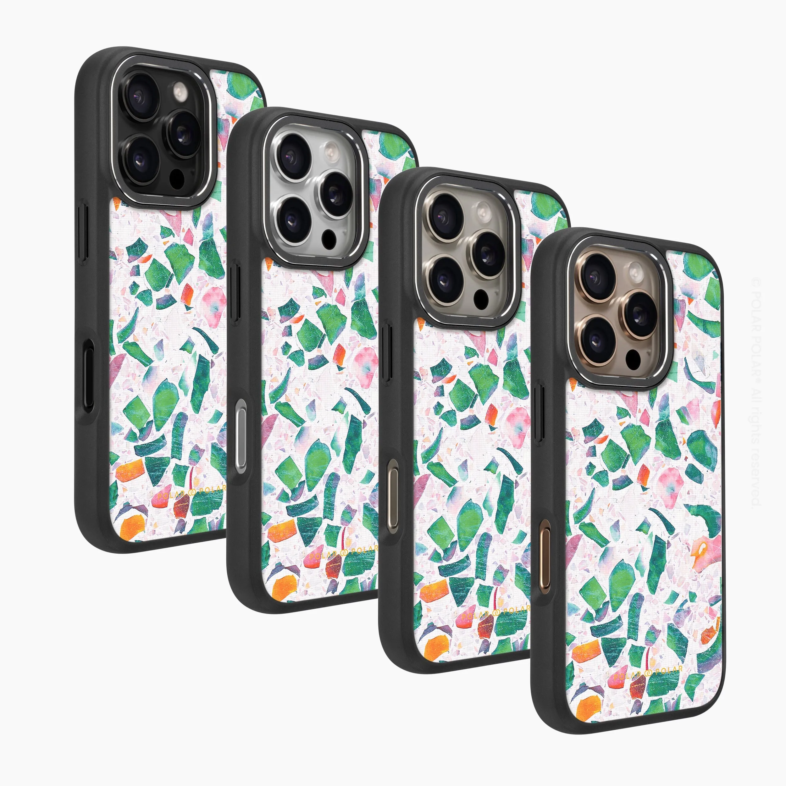 Terrazzo Lake Blue - iPhone 16 Pro Max Frosted Black Bumper MagSafe Case