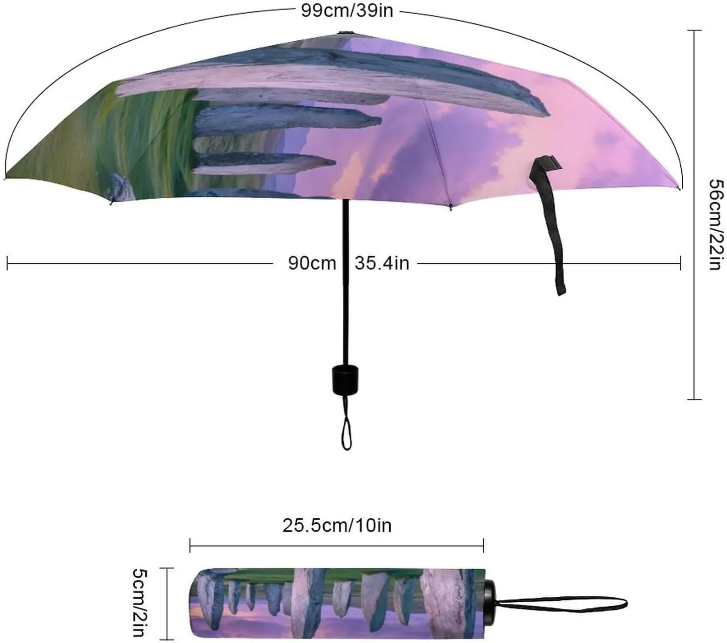 The Ancient Stone Circle of Callanish Islands Compact Folding Umbrella UV Protection Manual/Auto Travel Rain Umbrellas