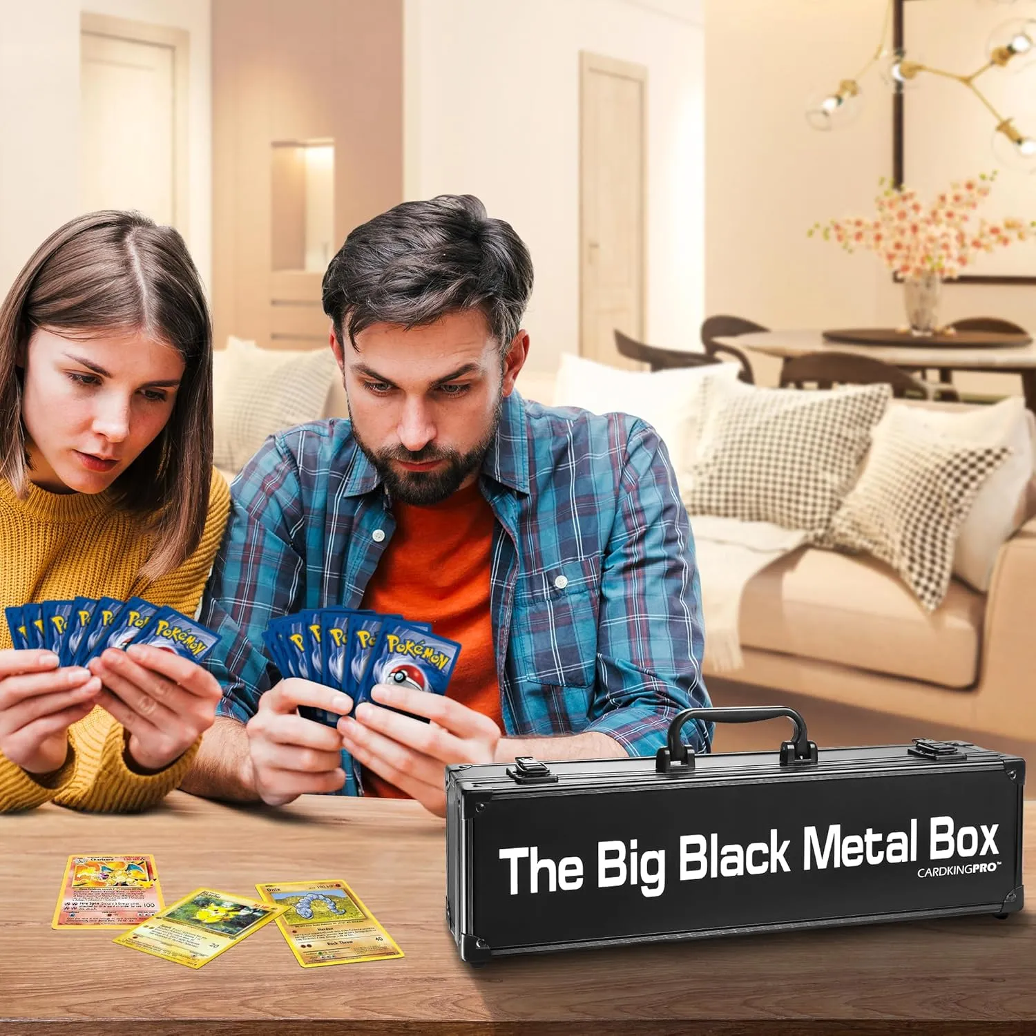The Big Black Metal Box, Compatible With Cards Against Humanity, Magic The Gathering, MTG, (Game Not Included) | Includes 8 Dividers | (Long Version) Fits up to 1400 Loose Unsleeved Cards