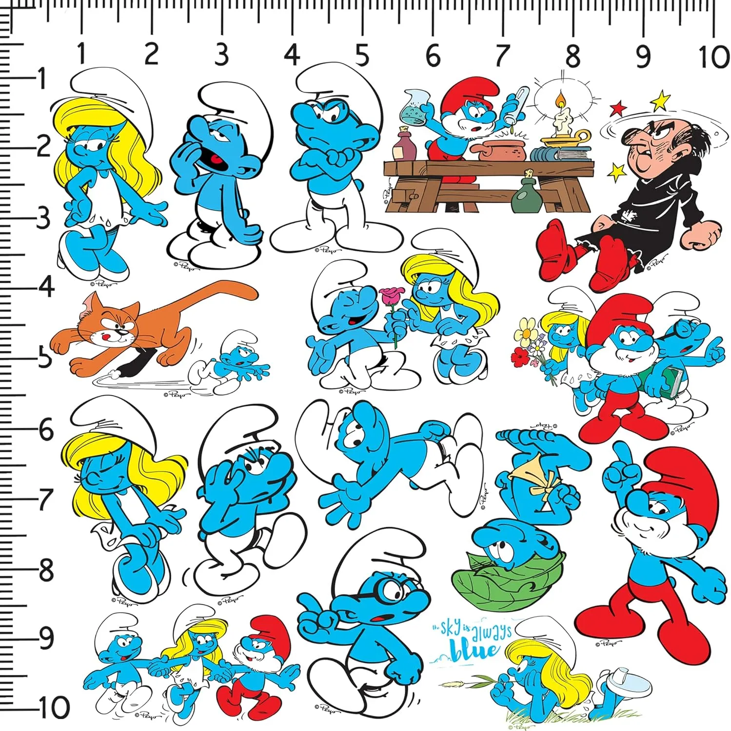 The Smurfs 50ct Vinyl Large Deluxe Stickers Variety Pack - Laptop, Water Bottle, Scrapbooking, Tablet, Skateboard, Indoor/Outdoor - Set of 50