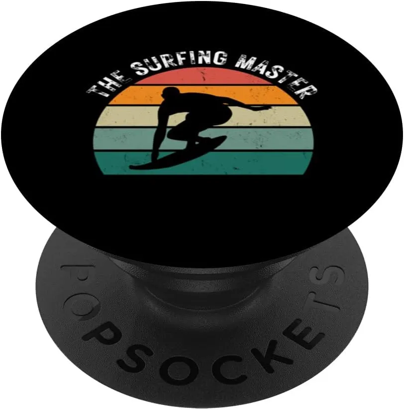 The Surfing Master Vintage Sunset Silhouette PopSockets Standard PopGrip