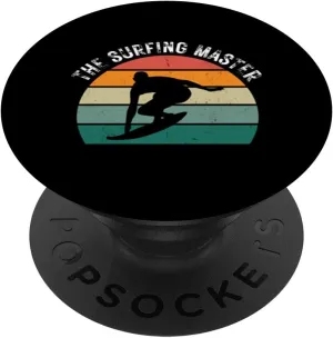 The Surfing Master Vintage Sunset Silhouette PopSockets Standard PopGrip