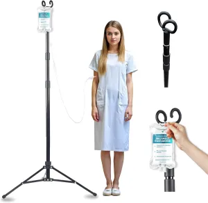 TidyFriend Tripod IV Pole, Lightweight Portable IV Pole Stand, Collapsible Stand with Hook, Lanyard Rack for Tables, or Keychains