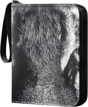 Tiger Grey Card Binder 4 Pocket Trading Card Album Fits 400 Sports/Game Cards, PU Cover 3 Ring Card Collection with 50 Removable Sleeves