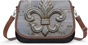 Tin Fleur-de-lis Detail Crossbody Bag Anti-Theft Side Shoulder Bags Adjustable Leather Messenger Bag Unisex