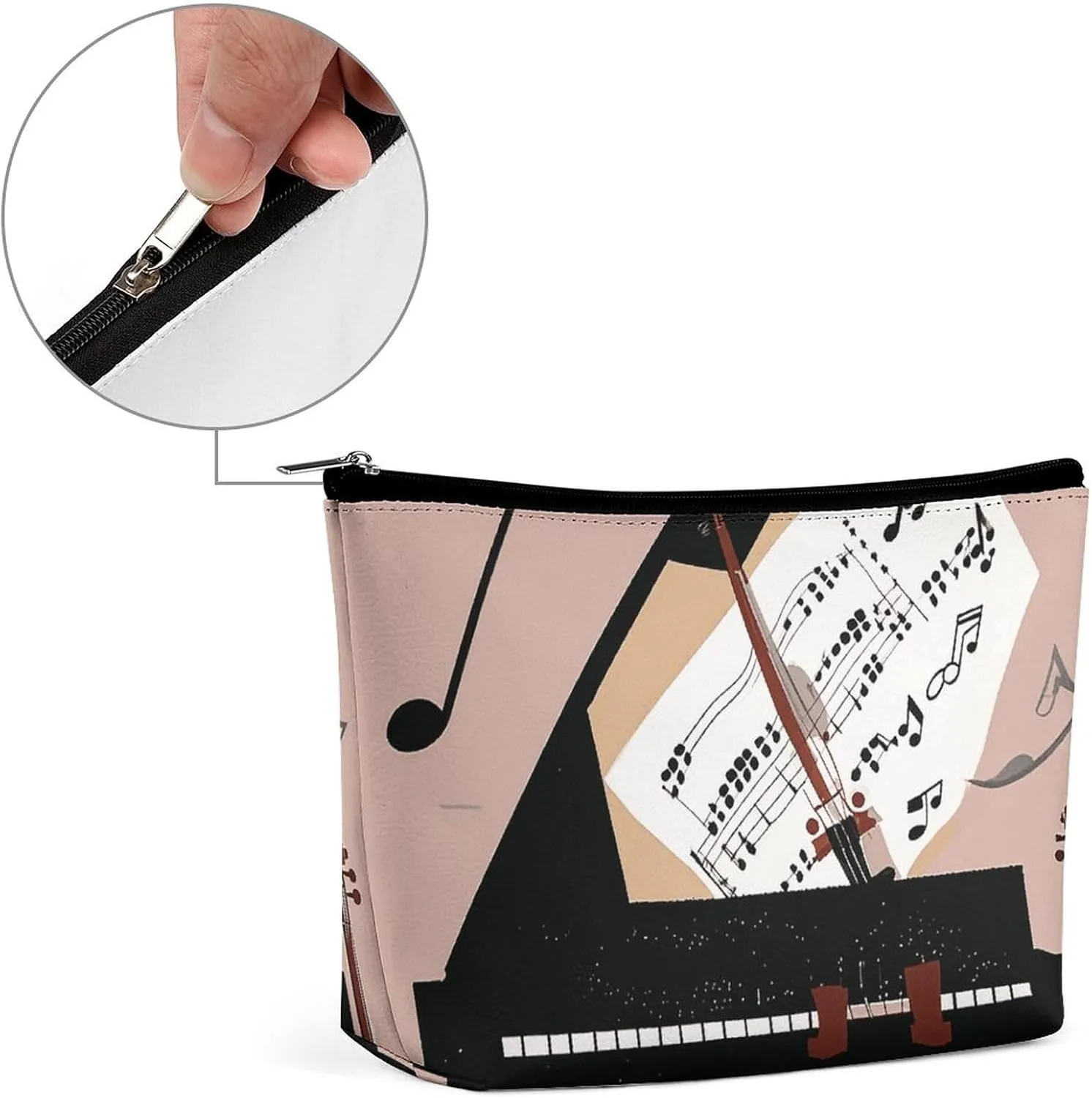 Toiletry Bag for Women Piano Violin Music Notes Cosmetic Bag Portable Capacity Travel Makeup Bags with Zipper Lightweight Cute Beauty Makeup Organizer for Traveling, Accessories, Essentials