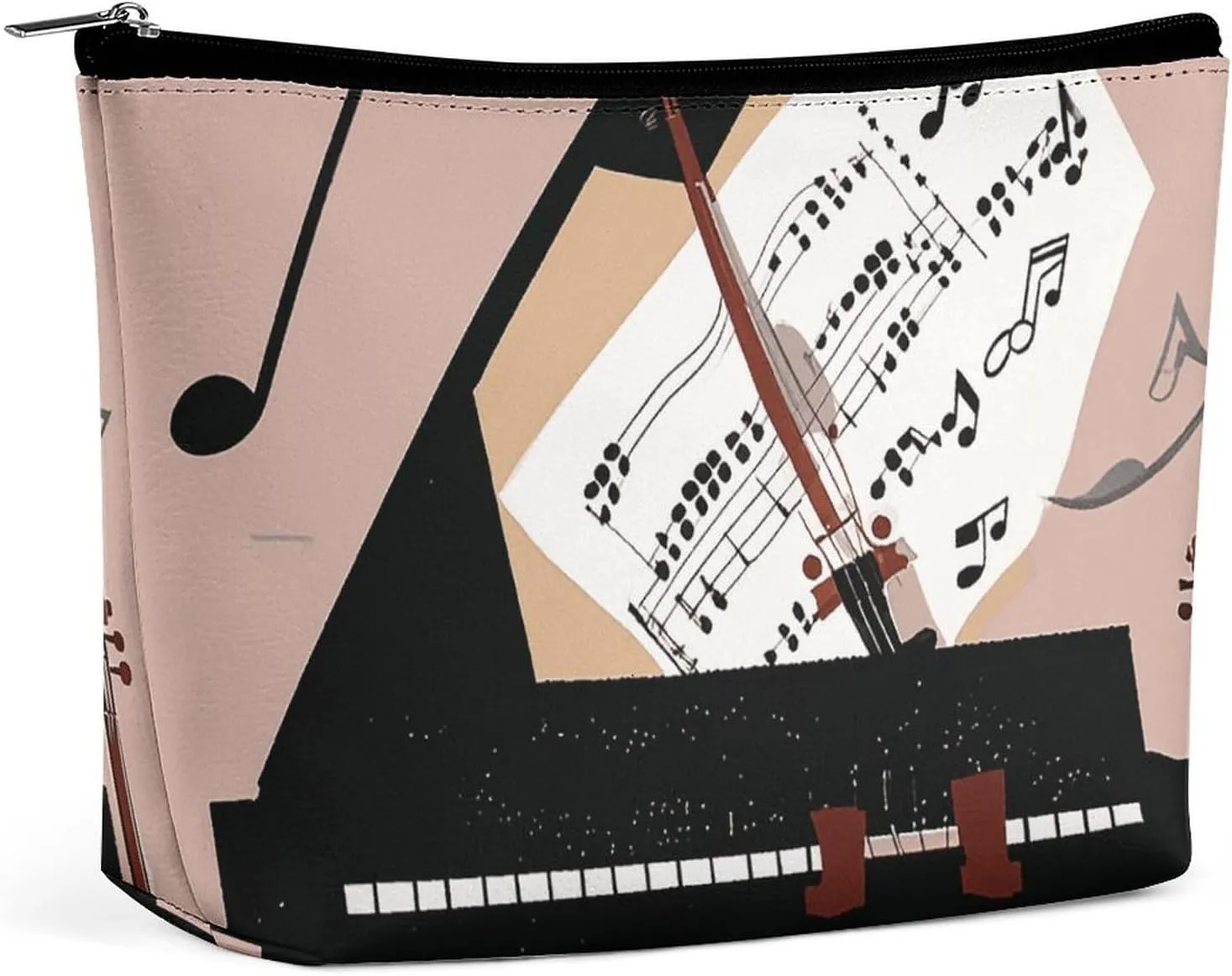 Toiletry Bag for Women Piano Violin Music Notes Cosmetic Bag Portable Capacity Travel Makeup Bags with Zipper Lightweight Cute Beauty Makeup Organizer for Traveling, Accessories, Essentials