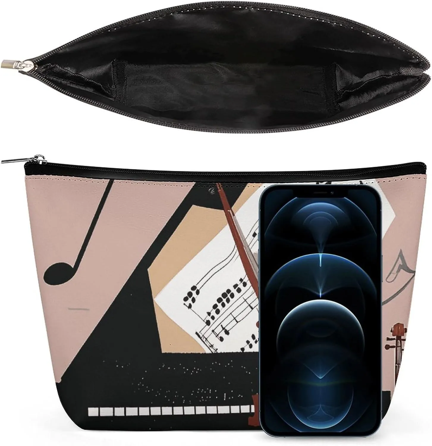Toiletry Bag for Women Piano Violin Music Notes Cosmetic Bag Portable Capacity Travel Makeup Bags with Zipper Lightweight Cute Beauty Makeup Organizer for Traveling, Accessories, Essentials