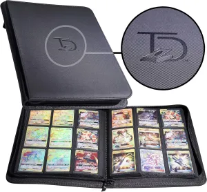 TopDeck 500 Card Ringless Zip Binder Pro - 9-Pocket Pages Side Load Sleeve TCG Storage Portfolio, Compatible with Pokemon, Yu-Gi-Oh, One Piece, MTG, Comic Trading Collectible Cards - Black