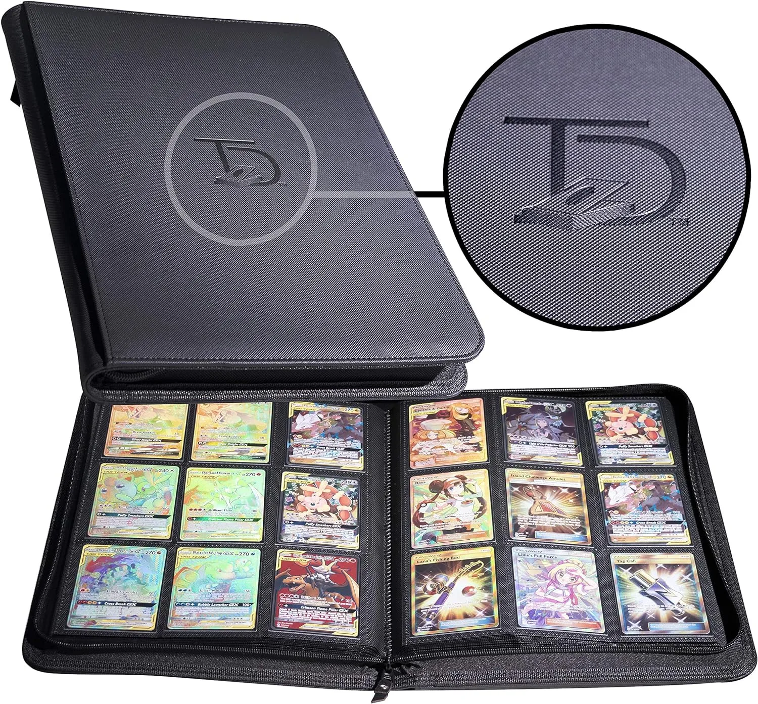 TopDeck 500 Card Ringless Zip Binder Pro - 9-Pocket Pages Side Load Sleeve TCG Storage Portfolio, Compatible with Pokemon, Yu-Gi-Oh, One Piece, MTG, Comic Trading Collectible Cards - Black