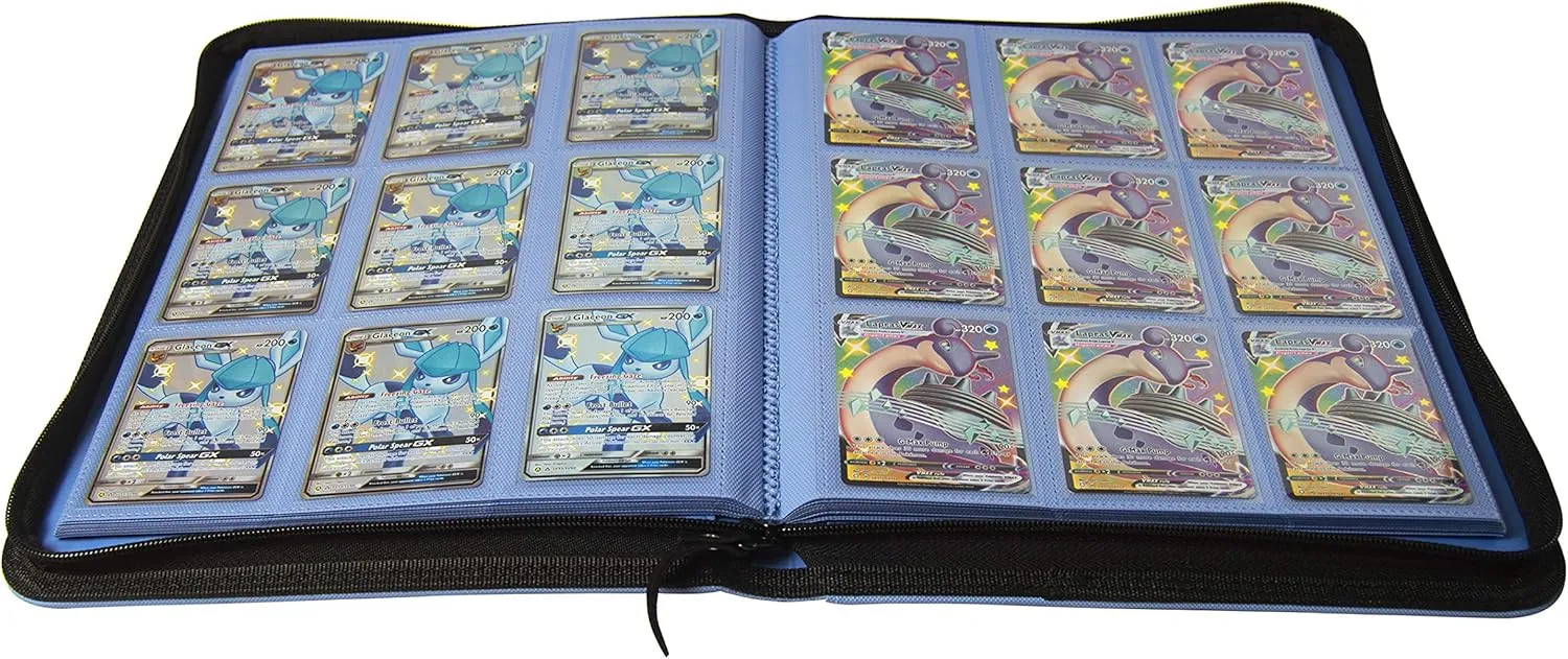 TopDeck 500 Card Ringless Zip Binder Pro - 9-Pocket Pages Side Load Sleeve TCG Storage Portfolio, Compatible with Pokemon, Yu-Gi-Oh, One Piece, MTG, Comic Trading Collectible Cards - Blue