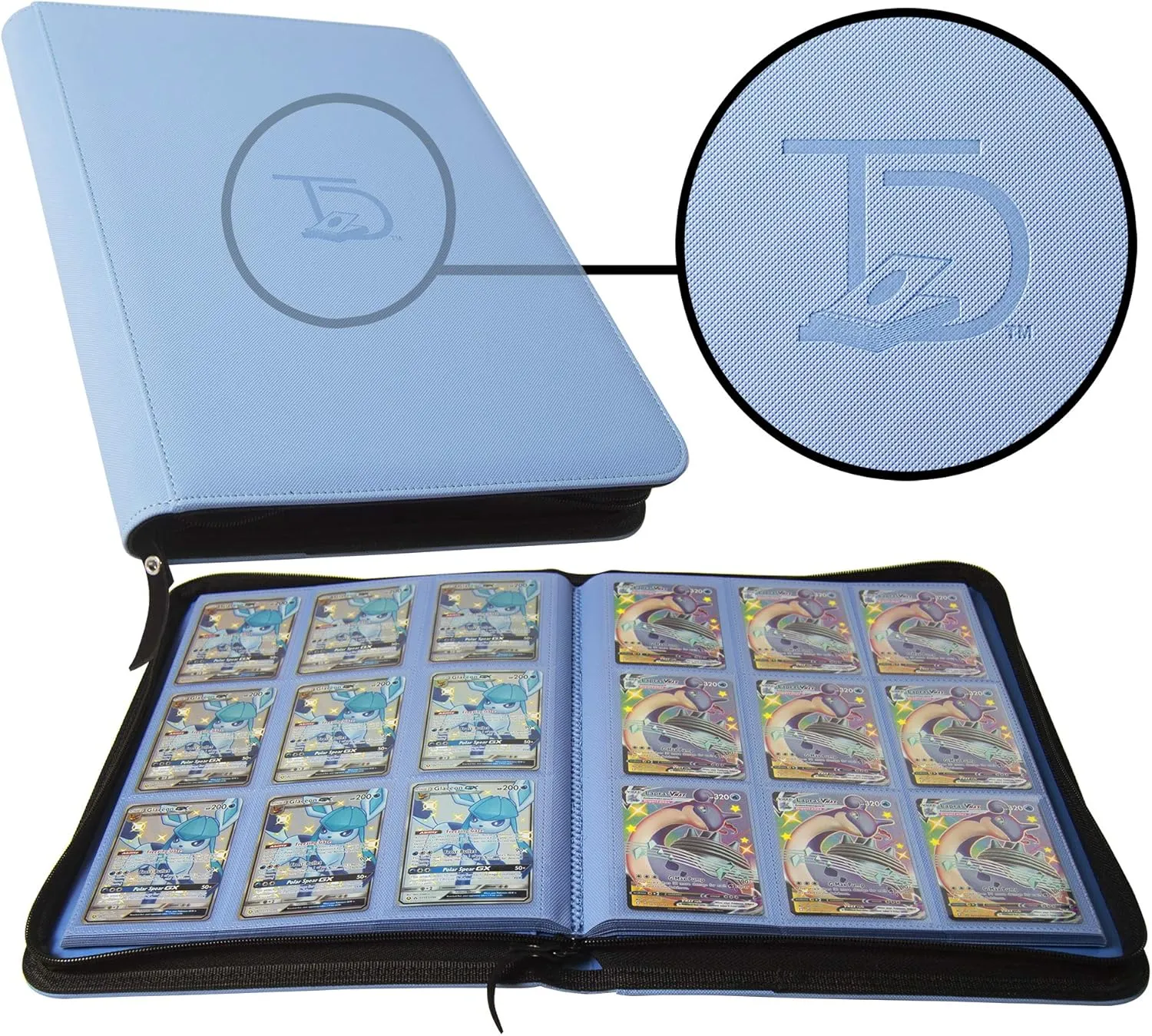TopDeck 500 Card Ringless Zip Binder Pro - 9-Pocket Pages Side Load Sleeve TCG Storage Portfolio, Compatible with Pokemon, Yu-Gi-Oh, One Piece, MTG, Comic Trading Collectible Cards - Blue