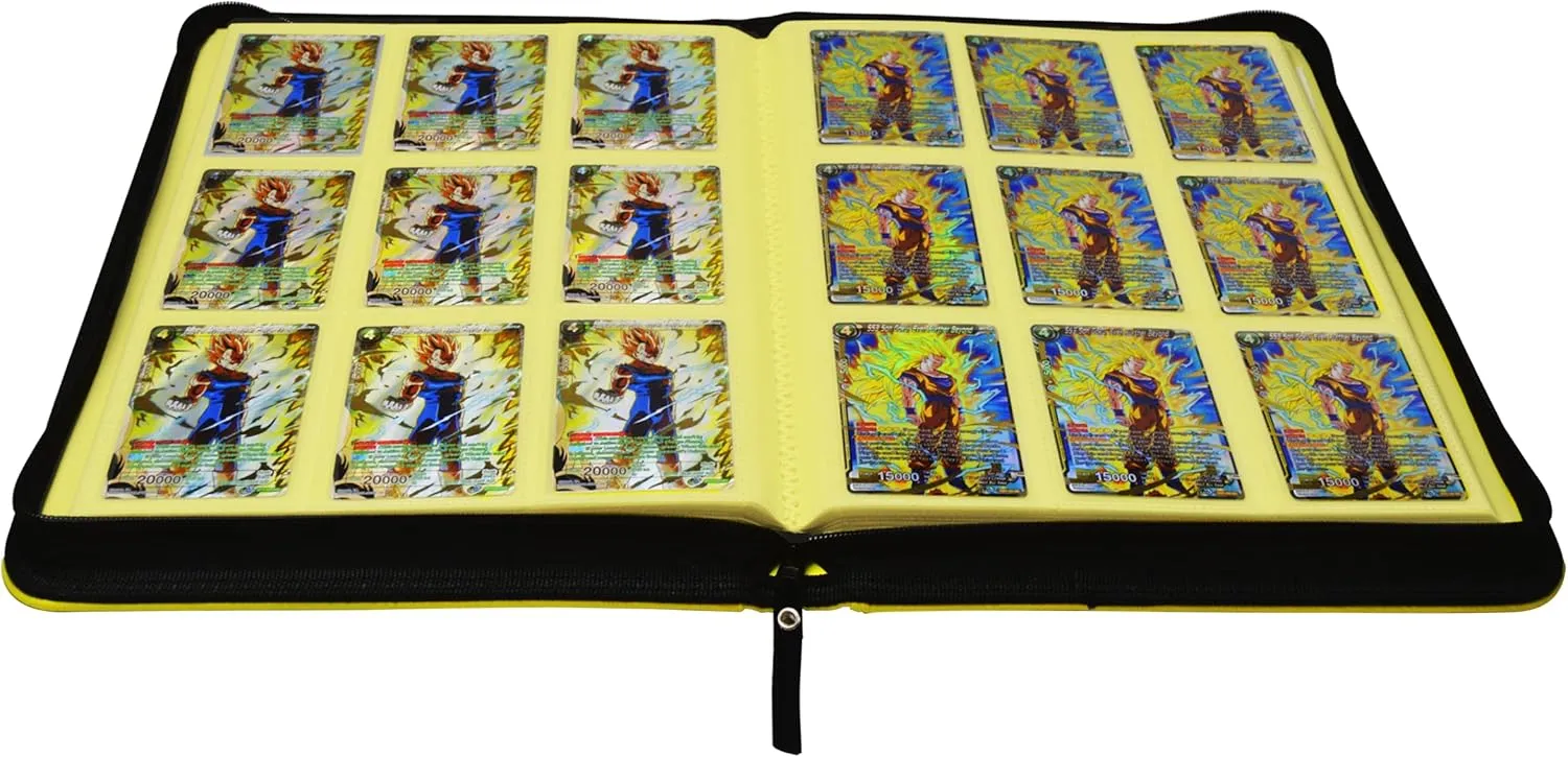TopDeck 500 Card Ringless Zip Binder Pro - 9-Pocket Pages Side Load Sleeve TCG Storage Portfolio, Compatible with Pokemon, Yu-Gi-Oh, One Piece, MTG, Comic Trading Collectible Cards - Yellow