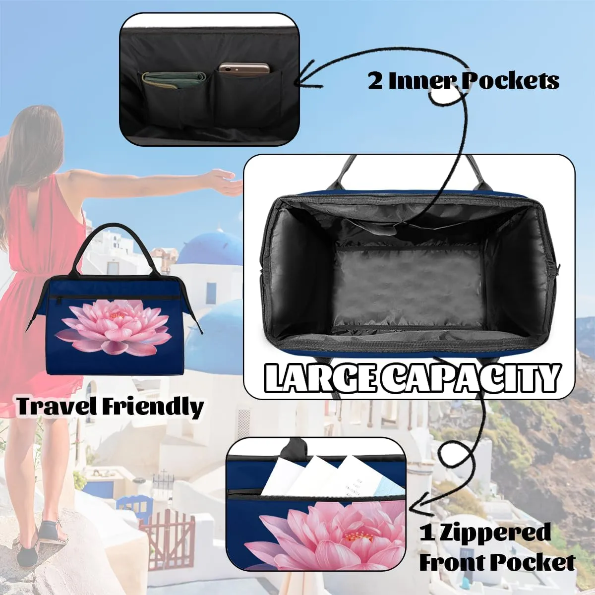 Tote Bag for Women with Zipper, Large Shoulder Bag Handbag for Travel Sports Work