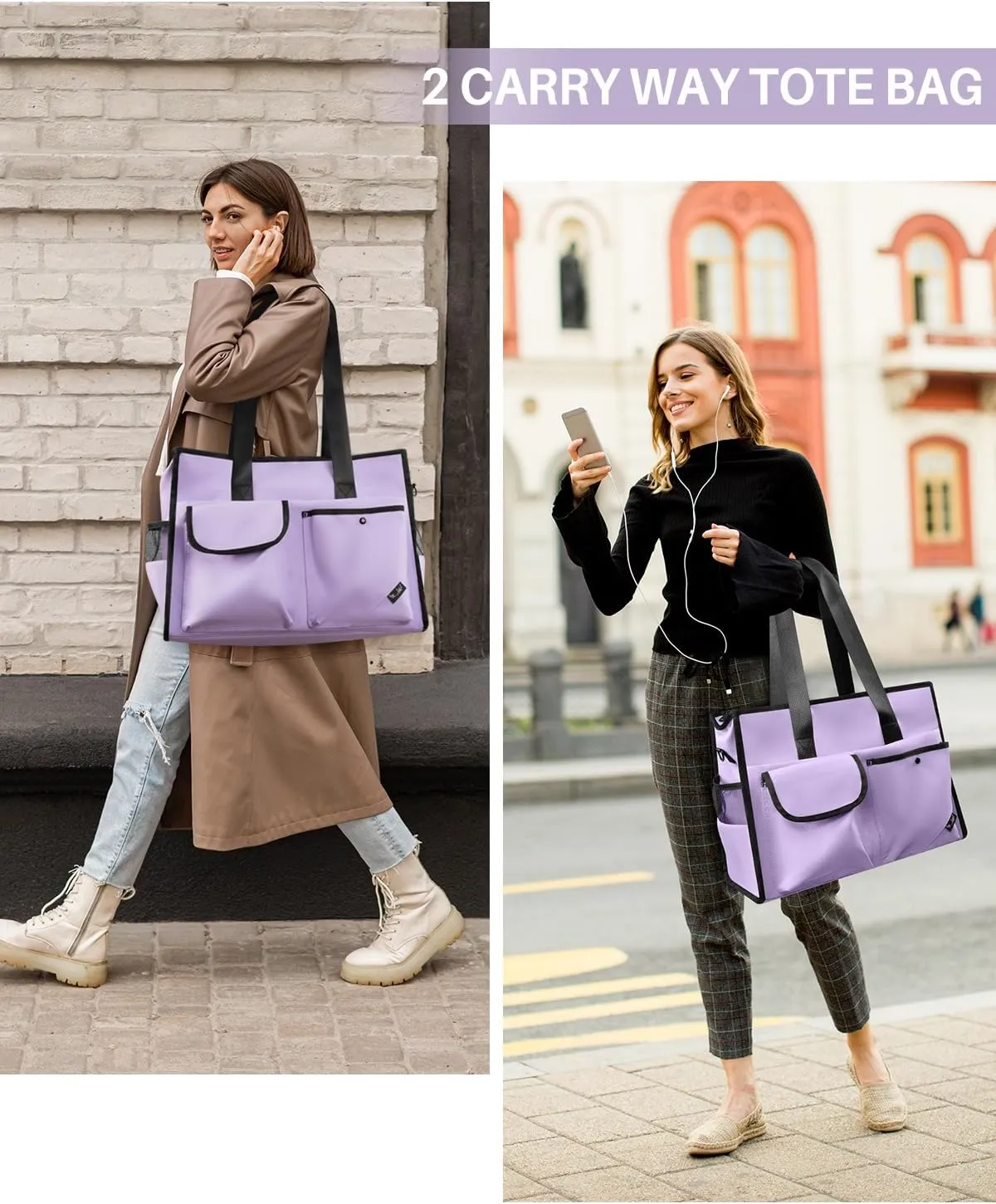 Tote bag, Work Tote Bags for Women with 15 Pockets, Tote Bag with Zipper for Nurse, Travel