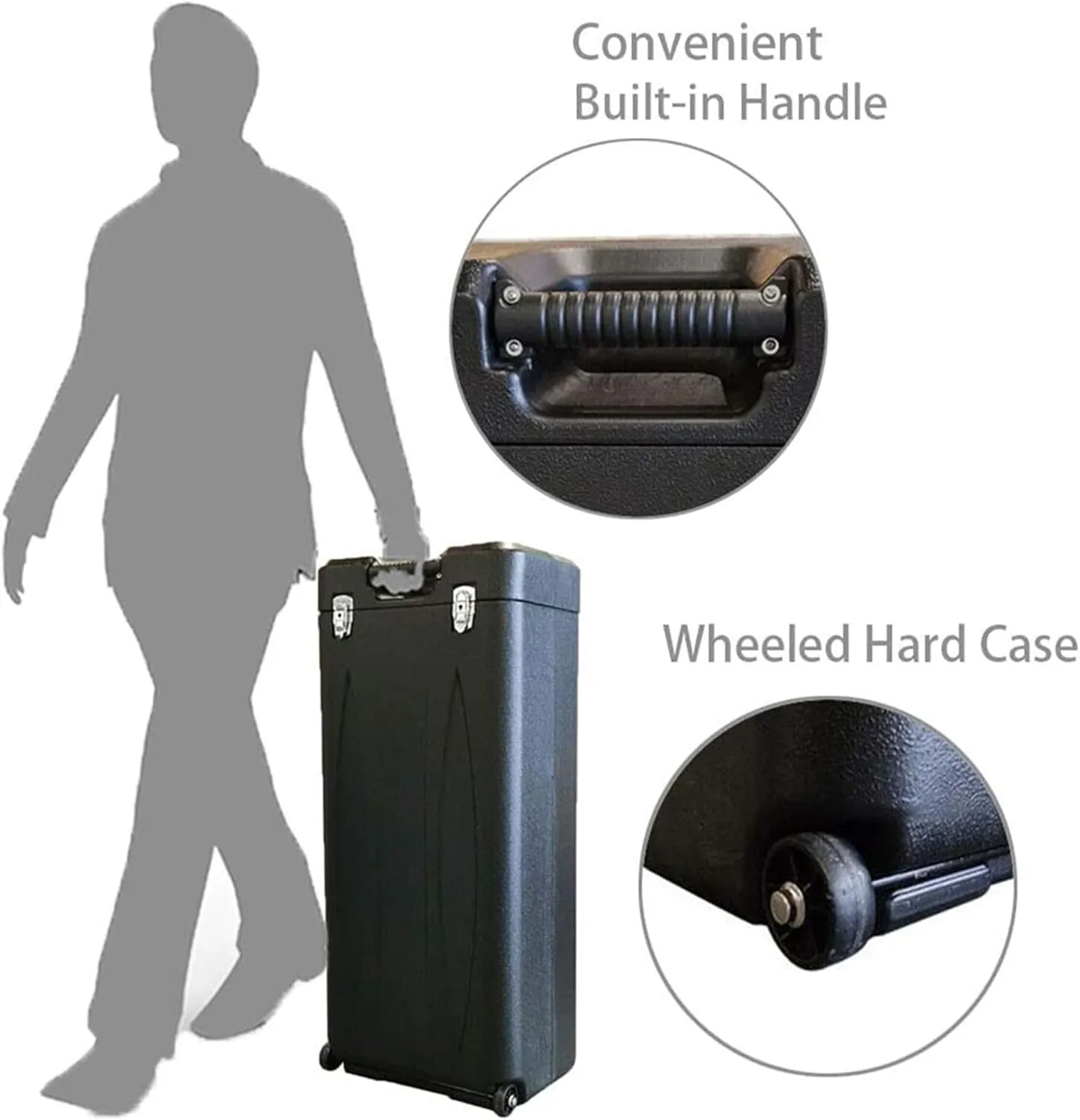 Trade Show Carrying Case Premium Wheeled Trade Show Display Case – Durable Hard Shell Carrying Case（36"x16.5"x10.5"）