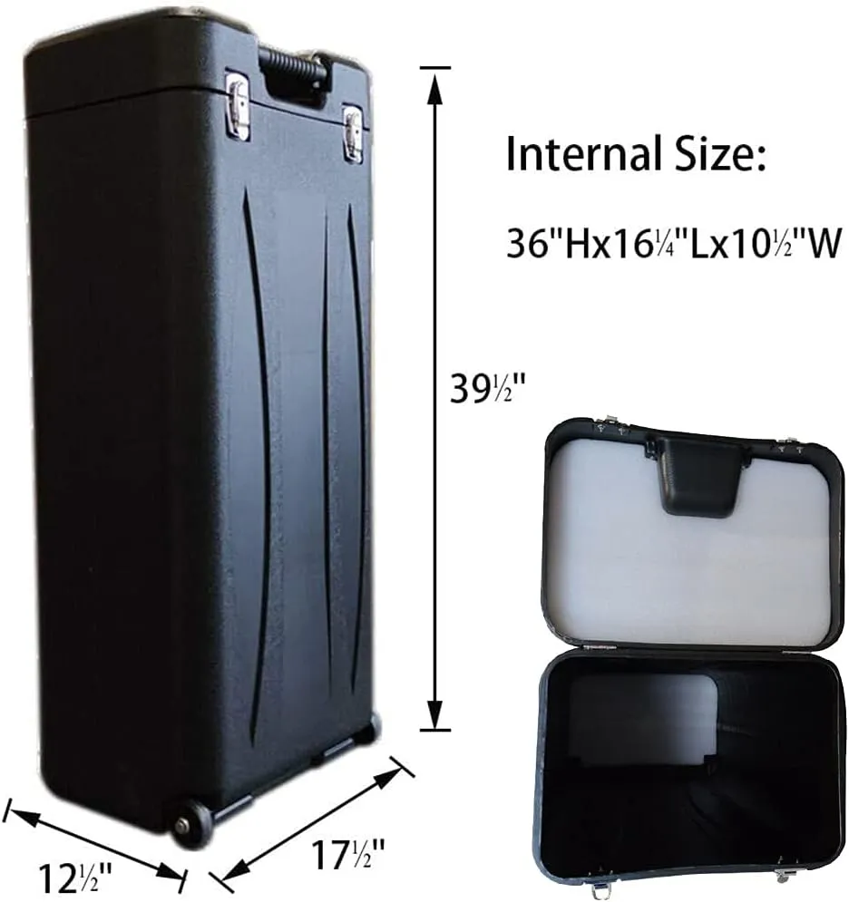 Trade Show Carrying Case Premium Wheeled Trade Show Display Case – Durable Hard Shell Carrying Case（36"x16.5"x10.5"）