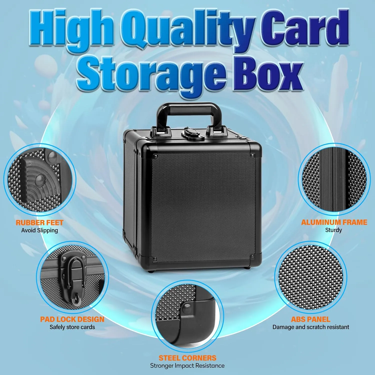 Trading Card Storage Box, Graded Card Case, Top Loader Storage Cases with Lock, Hard Card Boxes for Sports Cards hold up to 70 PSA, 250  Top Loaders