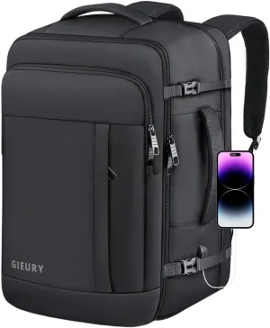 Travel Backpack, 30L Carry On Backpack, Flight Approved Personal Item Bag, Large Expandable Backpack for Men & Women, Luggage Suitcase with Shoe Compartment, 15.6 Inch Laptop, Black