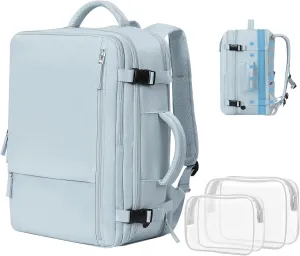 Travel Backpack, Carry-on Backpack Airline Approved,17 Inch Laptop Backpack, Waterproof Backpack for Work Business College Hiking(Light blue)