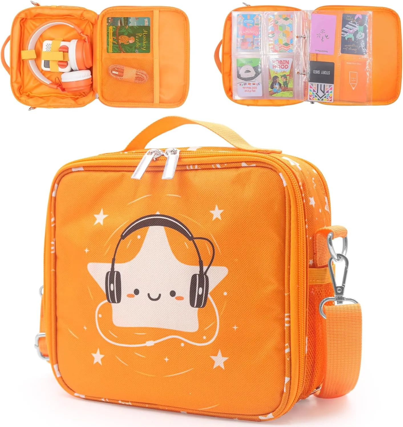 Travel Card Case for Mini Yoto Player, Card Holder,Card Binder Holder, Soft Portable Folder with 80 Pockets Player for Mini Audiobook Cards,Kids Audio Cards(orange)