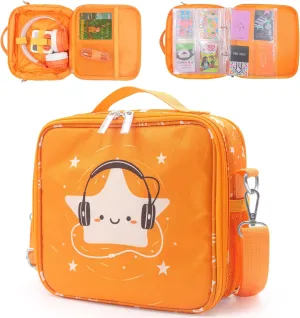 Travel Card Case for Mini Yoto Player, Card Holder,Card Binder Holder, Soft Portable Folder with 80 Pockets Player for Mini Audiobook Cards,Kids Audio Cards(orange)