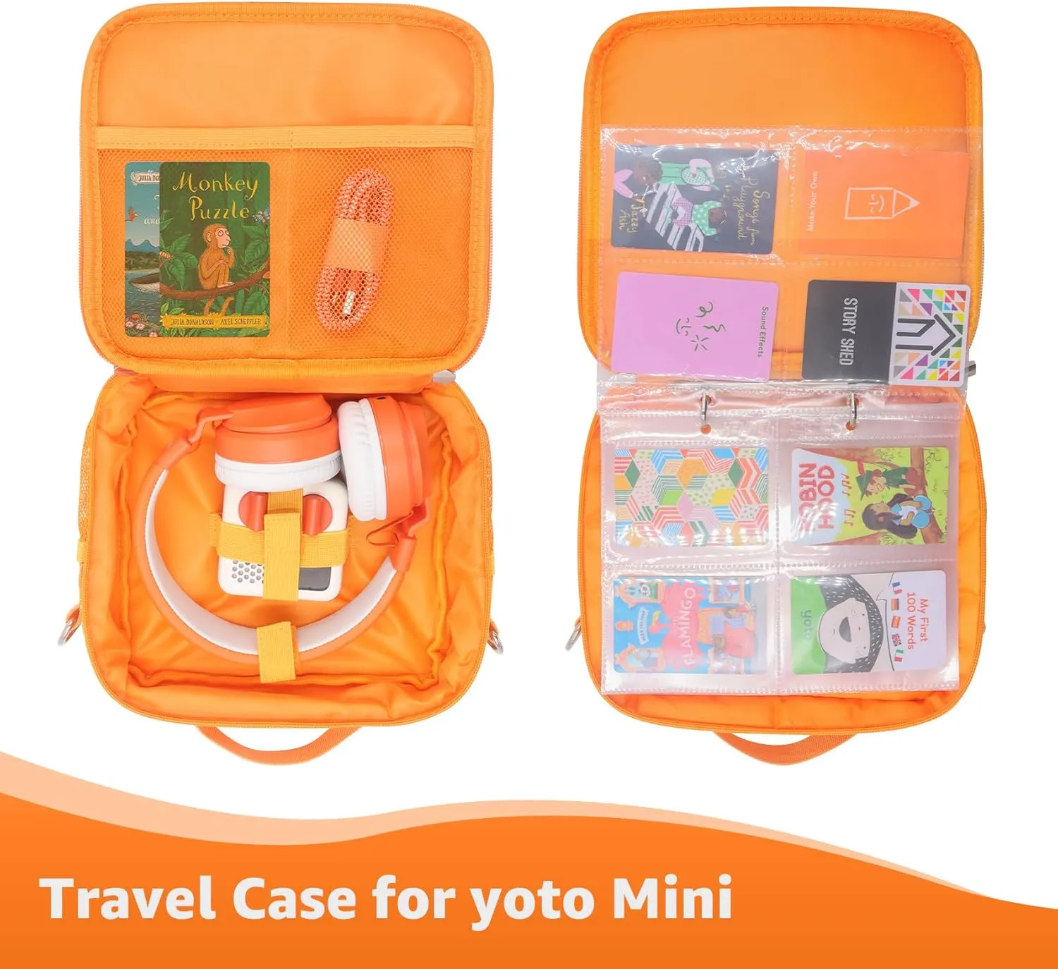 Travel Card Case for Mini Yoto Player, Card Holder,Card Binder Holder, Soft Portable Folder with 80 Pockets Player for Mini Audiobook Cards,Kids Audio Cards(orange)