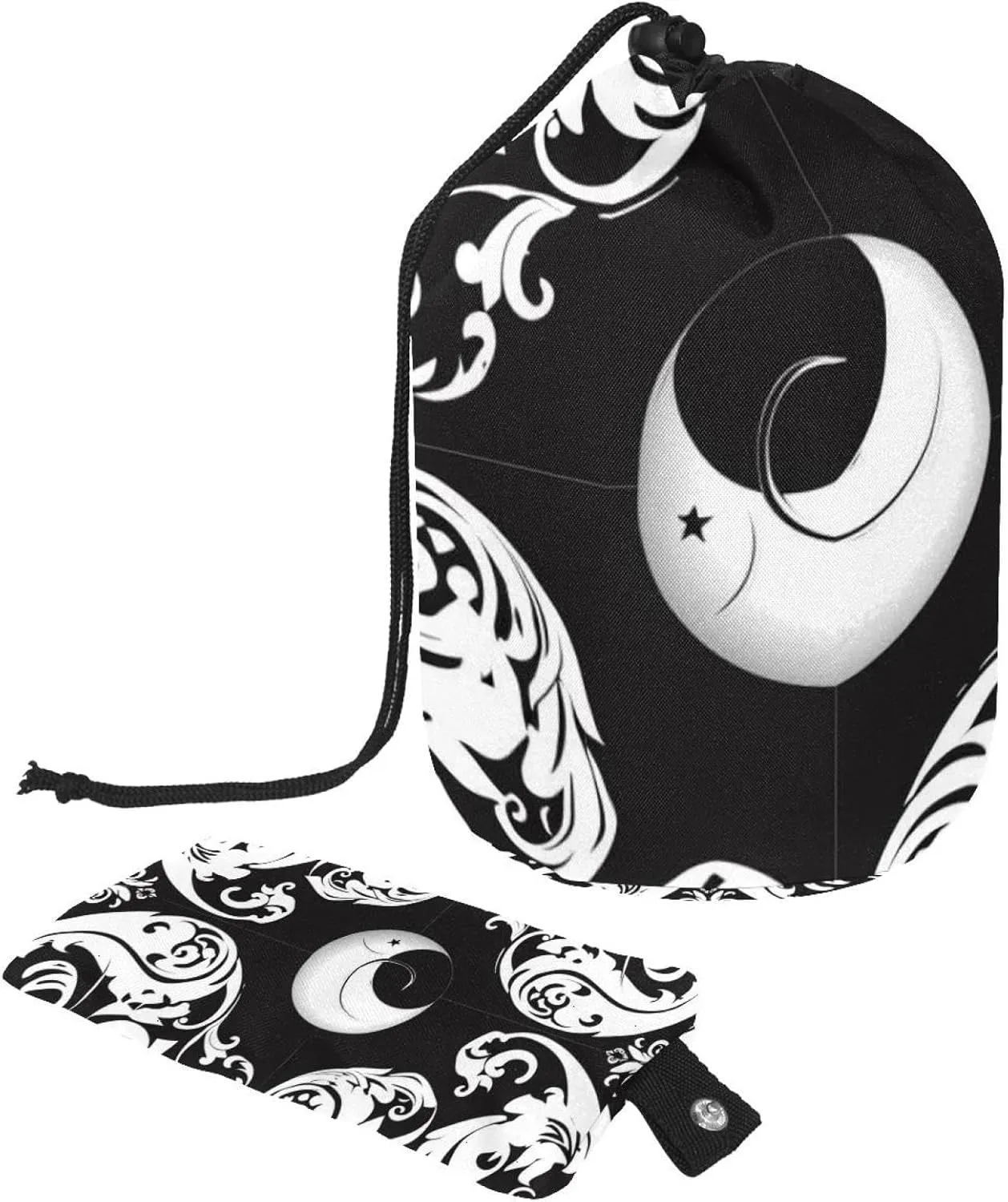 Travel Cosmetic Bags bucket Makeup Bag, Dark Bagua Array Diagram Women Portable Foldable Cases, Multifunctional Toiletry Bucket Bags Round Organizer Storage