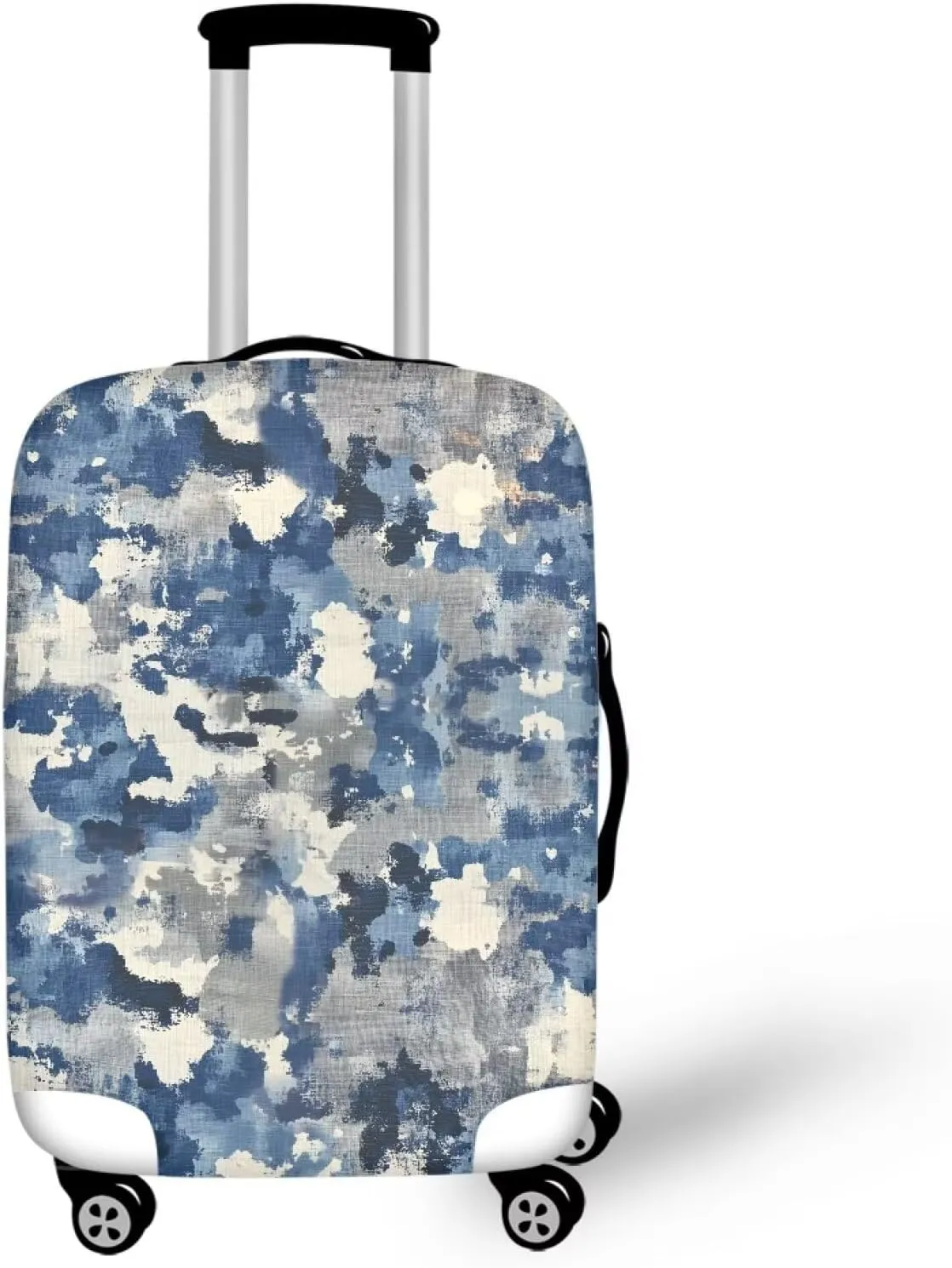 Travel Luggages Cover, Blue White Tie Dye Print Suitcase Covers for Luggage, Luggage Protector Suit Case Cover Fits 22-24 Inch, Not Included Luggage