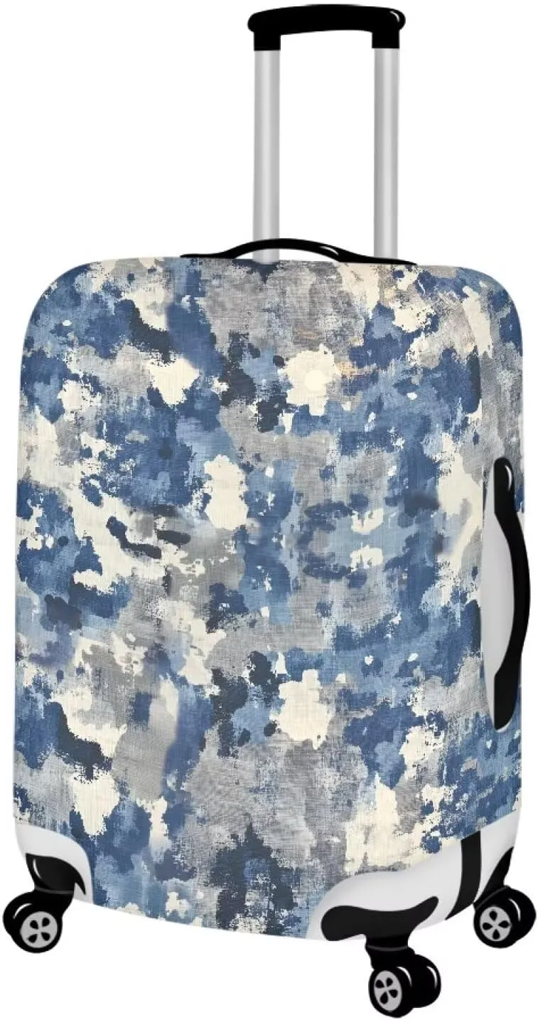 Travel Luggages Cover, Blue White Tie Dye Print Suitcase Covers for Luggage, Luggage Protector Suit Case Cover Fits 22-24 Inch, Not Included Luggage