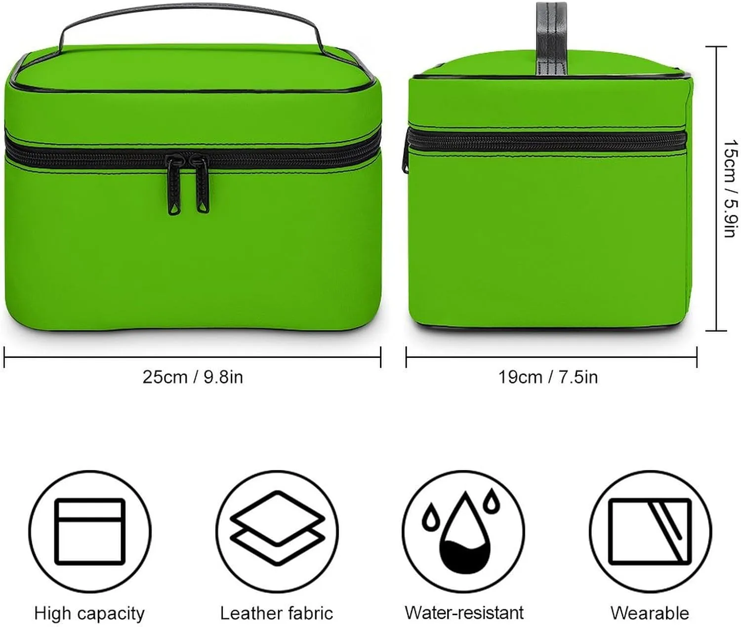 Travel Makeup Bag, Bright Green Cosmetic Bags for Women Large Capacity Waterproof Toiletry Bag Make up Organizer