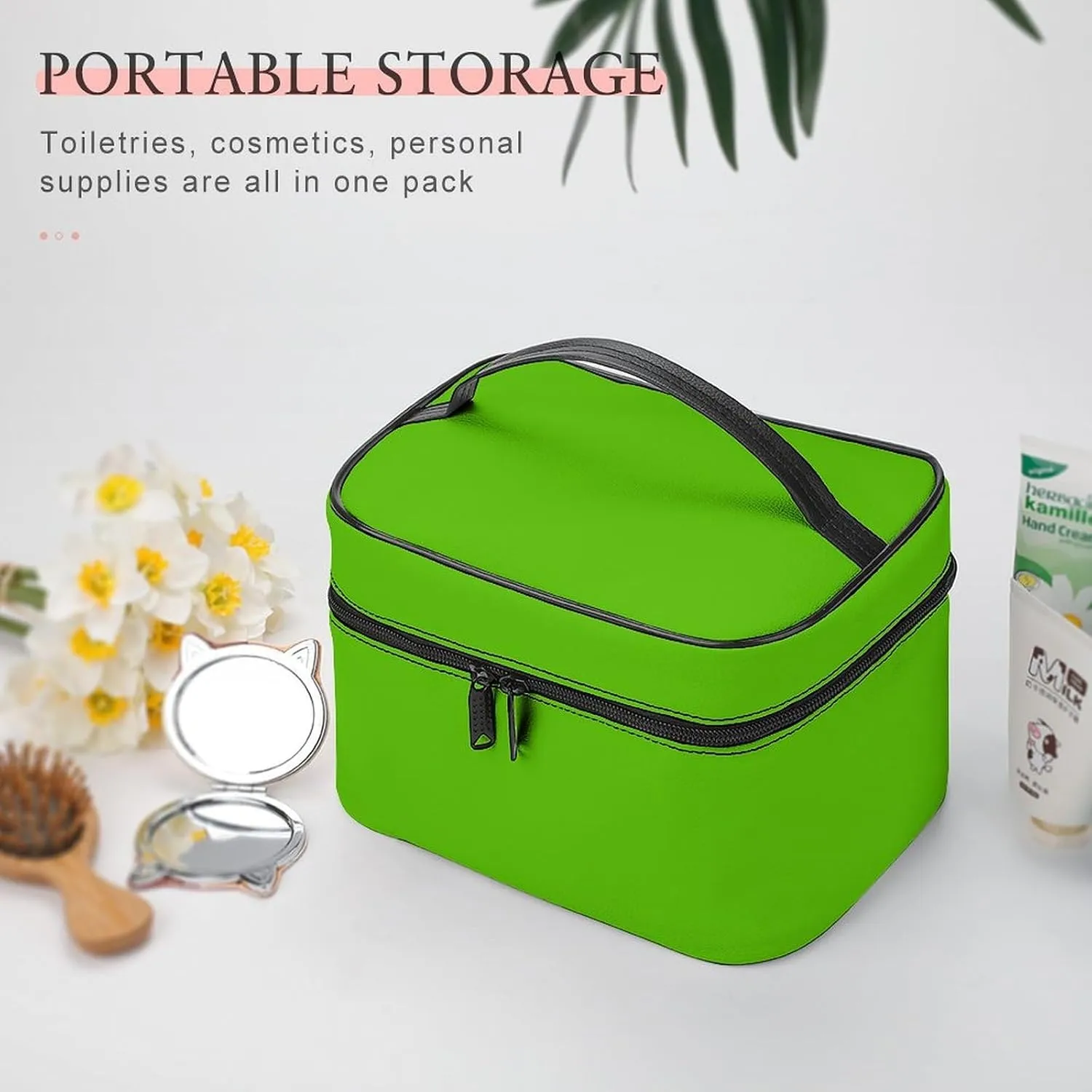 Travel Makeup Bag, Bright Green Cosmetic Bags for Women Large Capacity Waterproof Toiletry Bag Make up Organizer