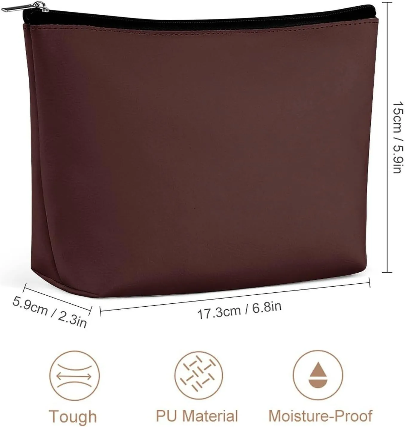 Travel Makeup Bag, Burgungy Red Solid Color Background Cosmetic Bags for Women Large Capacity Waterproof Toiletry Pouch Make up Organizer